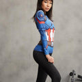 Captain America Women's Compression Long Sleeve Rashguard-RashGuardStore