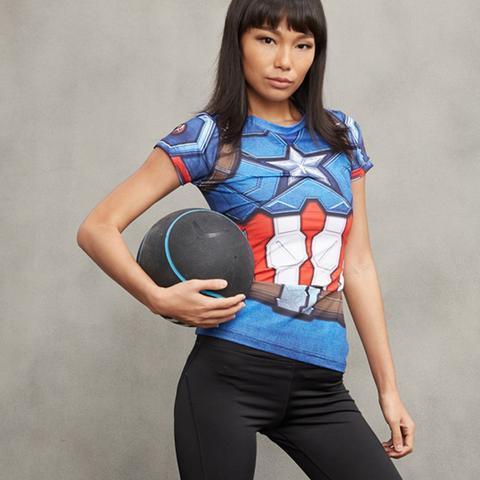 Captain America Women's Short Sleeve Compression Rashguard-RashGuardStore