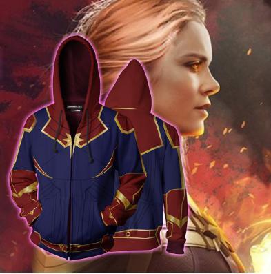 Carol Danvers Captain Marvel Zip Up Hoodie-RashGuardStore