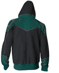Carol Danvers 'Green' Captain Marvel Zip Up Hoodie-RashGuardStore