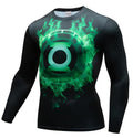 Green Lantern 'Green Flame' Premium Dri-Fit Long Sleeve Rash Guard-RashGuardStore