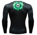 Green Lantern 'Green Flame' Premium Dri-Fit Long Sleeve Rash Guard-RashGuardStore