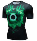 Green Lantern 'Green Flame' Premium Dri-Fit Short Sleeve Rash Guard-RashGuardStore