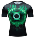 Green Lantern 'Green Flame' Premium Dri-Fit Short Sleeve Rash Guard-RashGuardStore