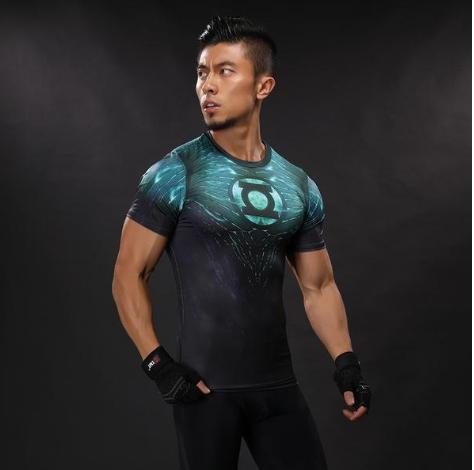 Green Lantern Premium Compression Short Sleeve Rash Guard-RashGuardStore