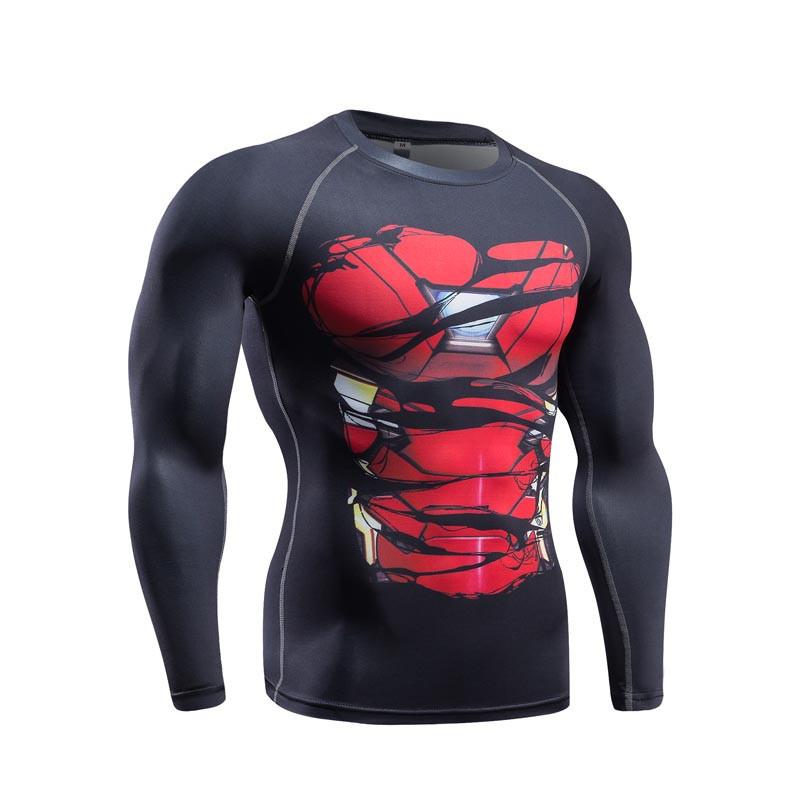 Iron Man "Hero Revealed" Black Long Sleeve Compression Rash Guard-RashGuardStore
