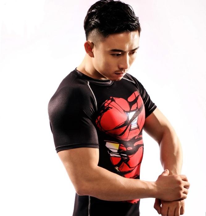 Iron Man "Mark XXXIII Hero Revealed" Black Short Sleeve Compression Rash Guard-RashGuardStore