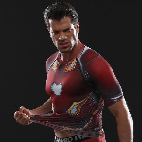 Iron Man "Nano Tech" Infinity War Compression Short Sleeve Rash Guard-RashGuardStore