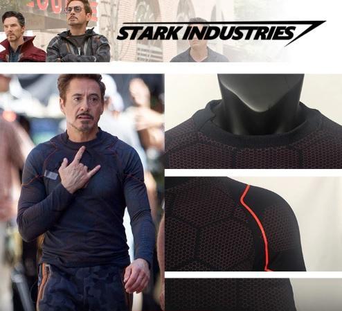 Iron Man 'Stark Industries' Dull Reactor Long Sleeve Premium Compression Rash Guard-RashGuardStore