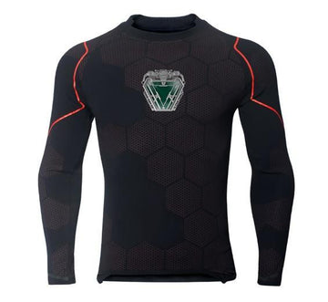 Iron Man 'Stark Industries' Dull Reactor Long Sleeve Premium Compression Rash Guard-RashGuardStore