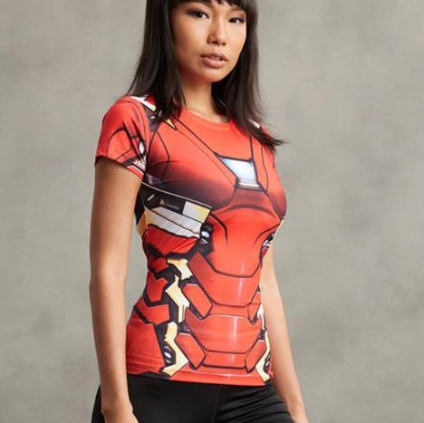 Iron Man Women's Compression Short Sleeve Rashguard-RashGuardStore