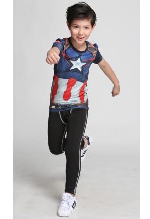 Kid's Captain America 'Avengers' Compression Rash Guard-RashGuardStore
