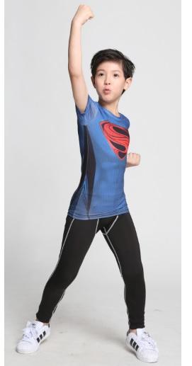 Kid's Superman "Red S" Compression Short Sleeve Rashguard-RashGuardStore