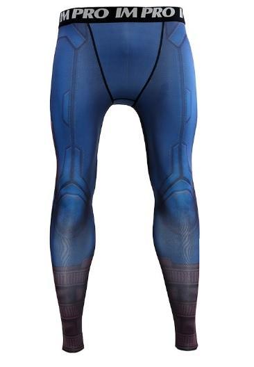 Men's Captain America Steve Rogers 'End Game' Premium Compression Leggings Spats-RashGuardStore
