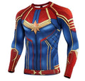 Men's Captain Marvel Carol Danvers Compression Long Sleeve Rashguard-RashGuardStore