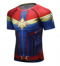 Men's Captain Marvel Carol Danvers Premium Compression Short Sleeve Rashguard-RashGuardStore