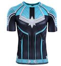 Men's Captain Marvel Carol Danvers 'Star Force' Green Kree Compression Short Sleeve Rashguard-RashGuardStore
