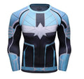 Men's Captain Marvel Carol Danvers 'Star Force' Green Kree Premium Compression Long Sleeve Rashguard-RashGuardStore