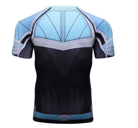 Men's Captain Marvel Carol Danvers 'Star Force' Green Kree Premium Compression Short Sleeve Rashguard-RashGuardStore