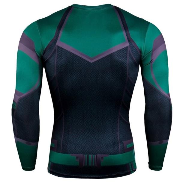Men's Captain Marvel 'Comic Star Force' Green Kree Compression Long Sleeve Rashguard-RashGuardStore