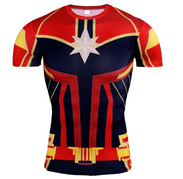 Men's Captain Marvel 'Mar-Vell' Compression Short Sleeve Rashguard-RashGuardStore