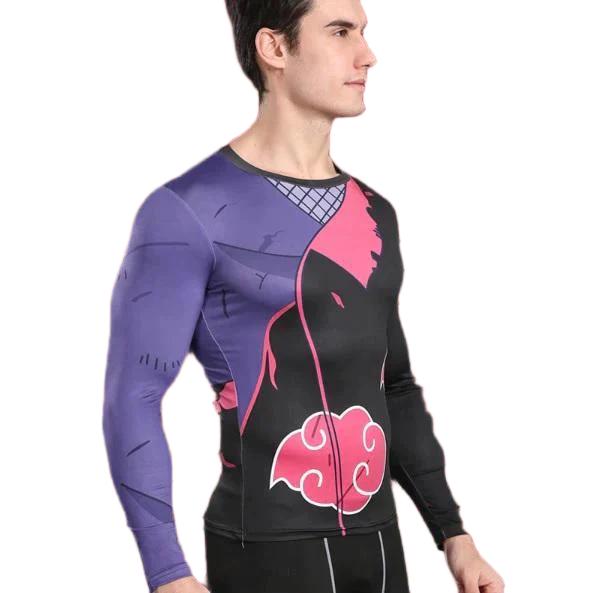 Naruto Battle Damaged 'Akatsuki' Long Sleeve Compression Rash Guard-RashGuardStore