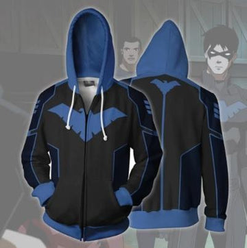 Nightwing Zip Up Hoodie-RashGuardStore