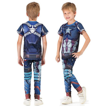 Kids Captain America Compression 'End Game' Rashguard Set