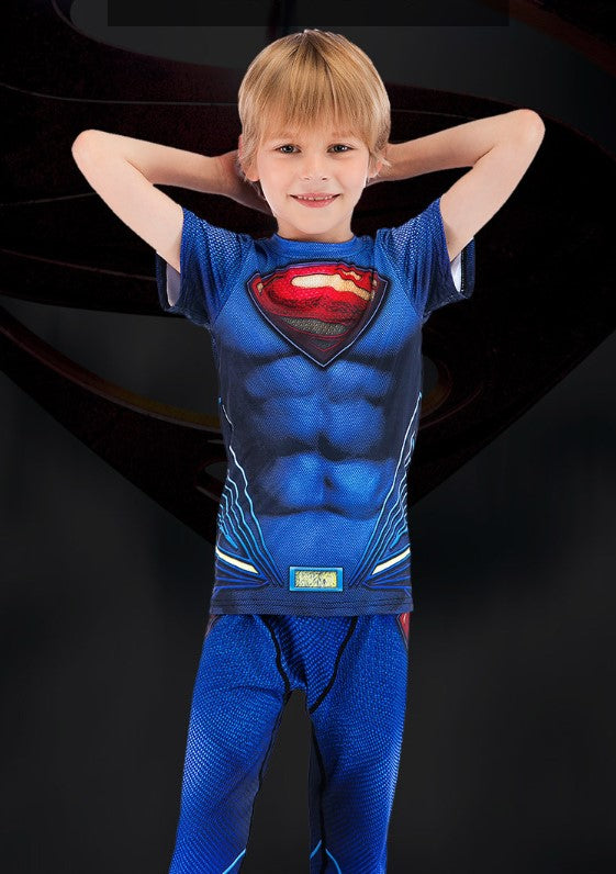 Kids Superman Compression 'Man of Steel' Rashguard Set