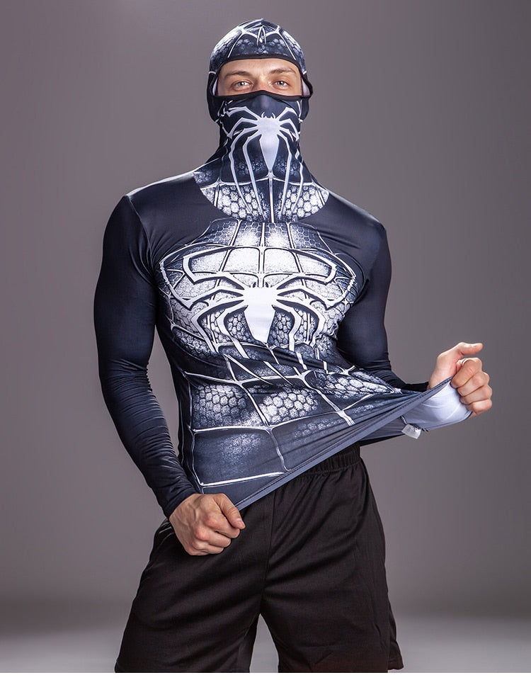 Spider Man Compression 'Symbiote' Long Sleeve Full Hood Rashguard