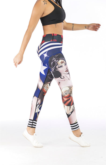 Women's Wonder Woman 'Stars and Stripes' Leggings — RashGuardStore