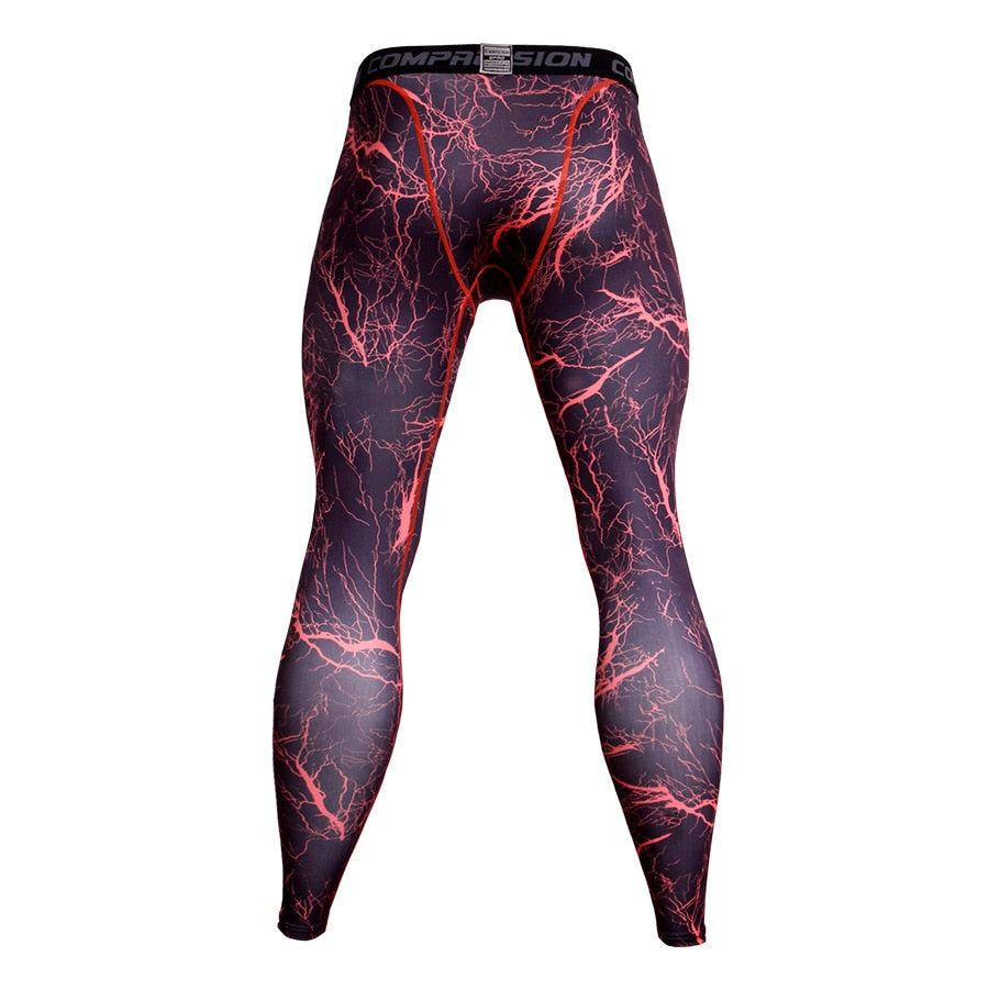 Men's Camouflage 'Red Lightning' Compression Leggings Spats