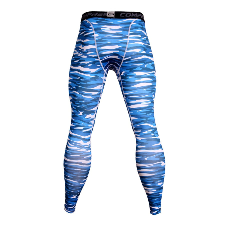 Men's Camouflage 'Ice Blue' Compression Leggings Spats