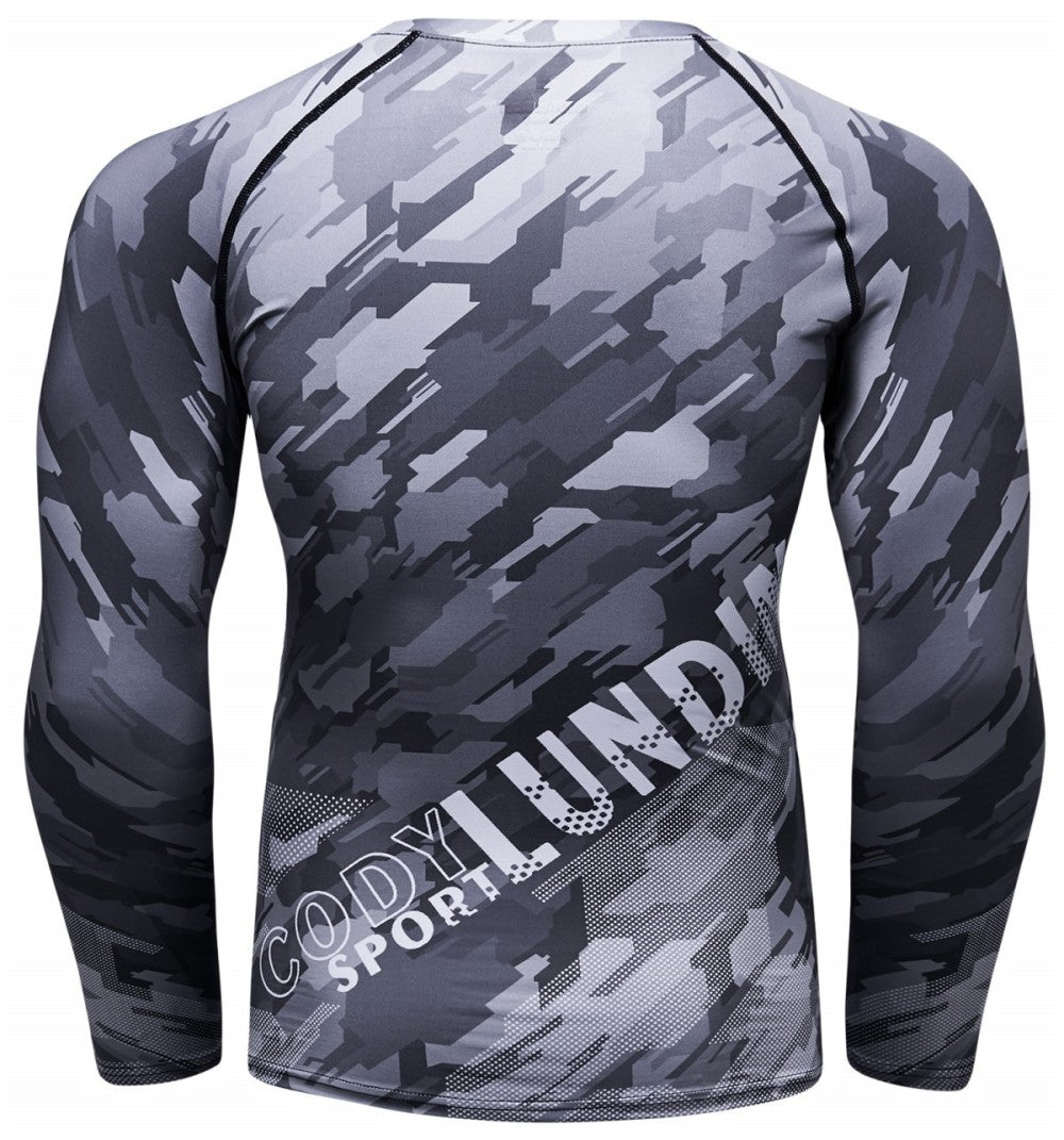 Camouflage Compression 'Digital Grey' Elite Long Sleeve Rashguard