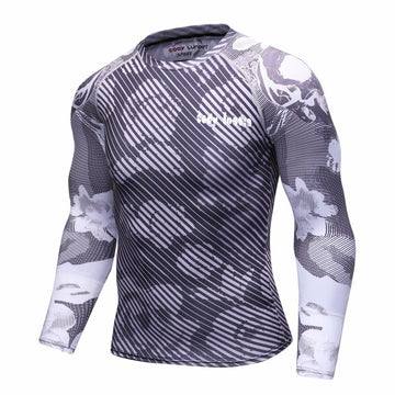 Camouflage Compression 'Greyscale' Elite Long Sleeve Rashguard