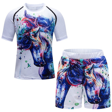 Kids Unicorn Short Sleeve Compression Short Set