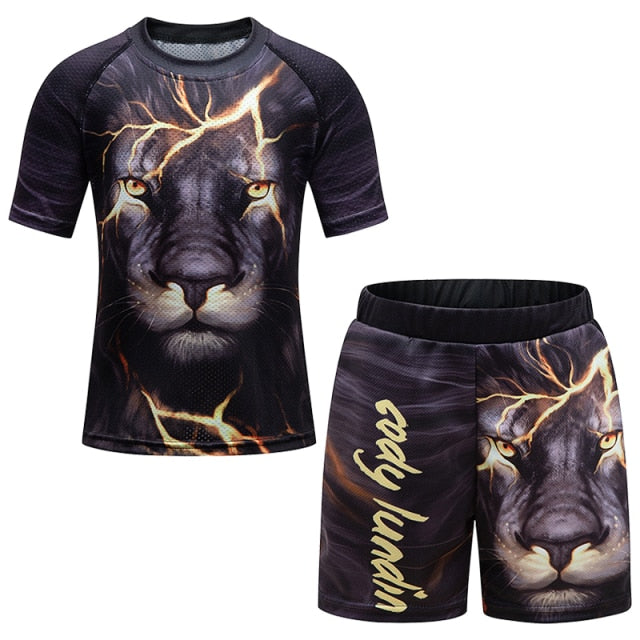 Kids Lion Short Sleeve Compression Short Set