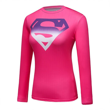 Women's Supergirl Compression 'Pink Gradient' Long Sleeve Rashguard