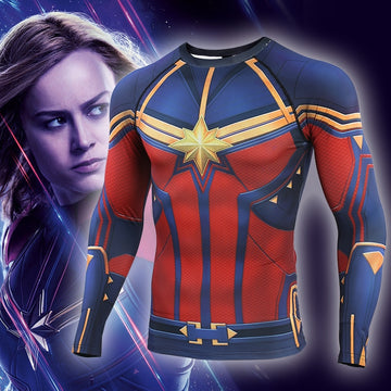 Men's Captain Marvel Compression 'End Game' Long Sleeve Rashguard