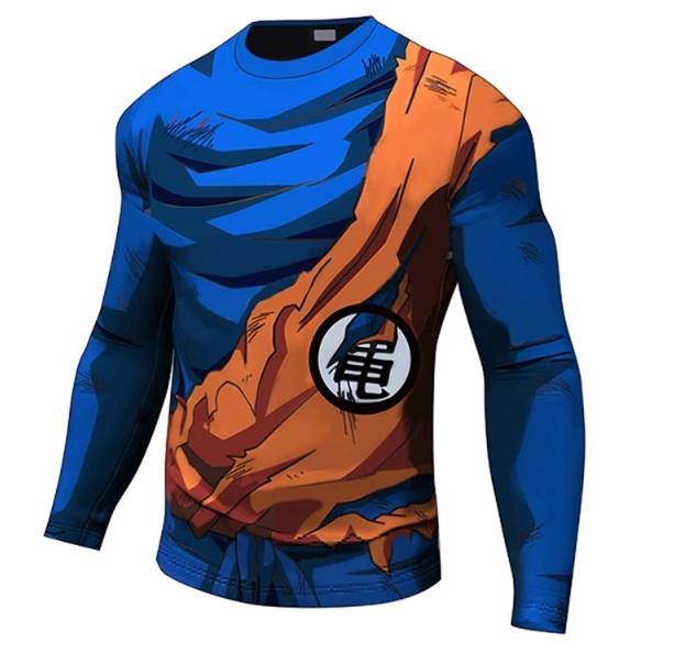 Son Goku Battle Damaged Dragon Ball Z Long Sleeve Compression Rash Guard-RashGuardStore