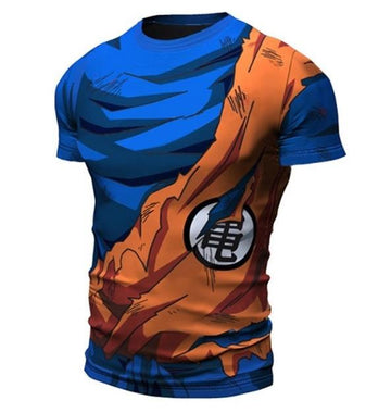 Son Goku Battle Damaged Dragon Ball Z Short Sleeve Compression Rash Guard-RashGuardStore