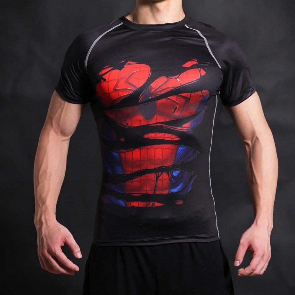 Spiderman "Hero Revealed" Black Compression Rash Guard-RashGuardStore