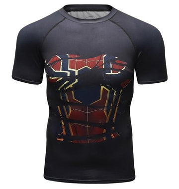 Spiderman "Hero Revealed" Iron Spider Infinity War Compression Short Sleeve Rashguard-RashGuardStore
