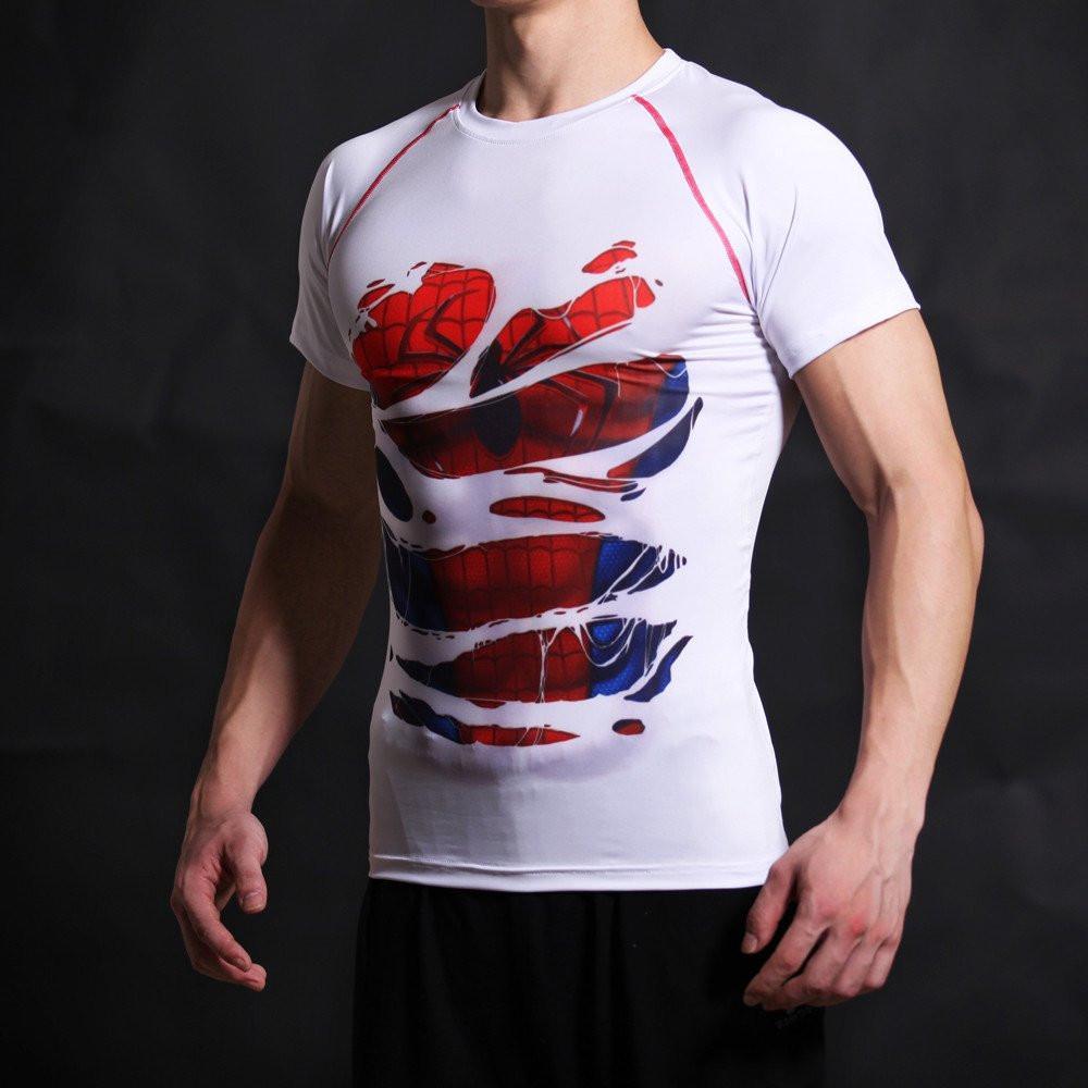 Spiderman "Hero Revealed" White Compression Rash Guard-RashGuardStore