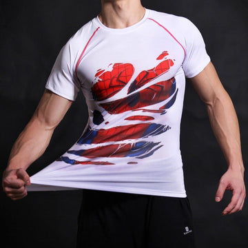 Spiderman "Hero Revealed" White Compression Rash Guard-RashGuardStore