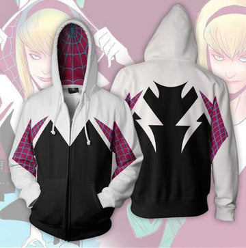 Spiderman 'Into The Spiderverse Gwen Stacy' Zip Up Hoodie-RashGuardStore