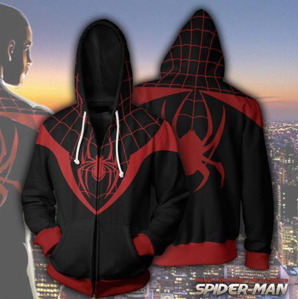 Spiderman 'Into The Spiderverse Miles Morales' Zip Up Hoodie-RashGuardStore
