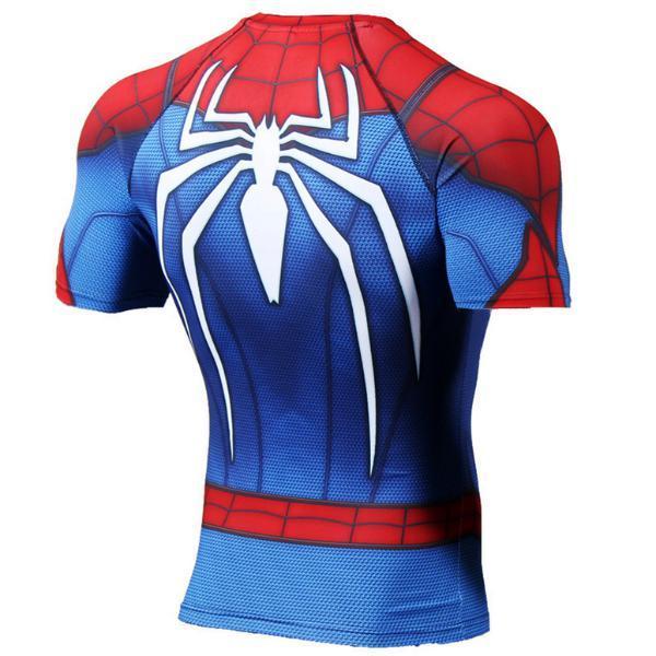 Spiderman "PS4 Advanced Suit" Compression Short Sleeve Rashguard-RashGuardStore