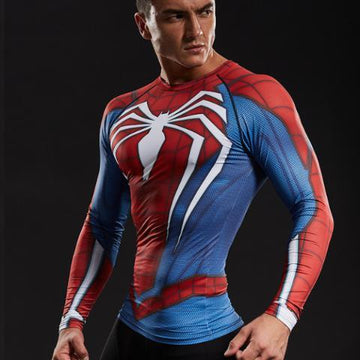 Spiderman "PS4 Advanced Suit" Long Sleeve Compression Rashguard-RashGuardStore