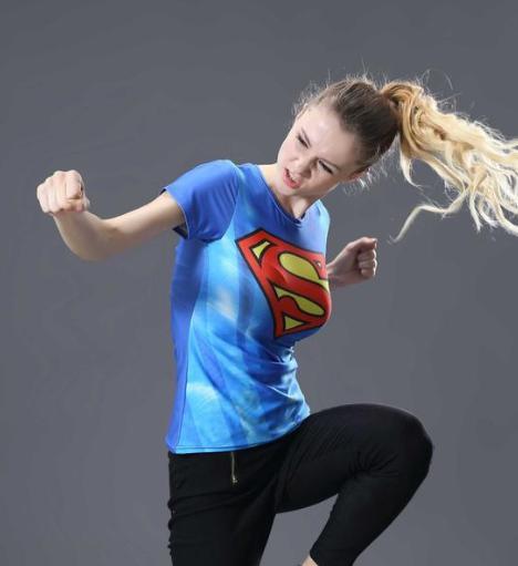 Supergirl 'Classic Tie Dye' Compression Short Sleeve Rash Guard-RashGuardStore